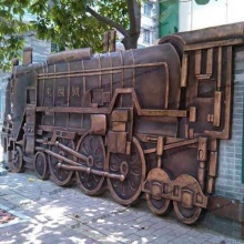 【地产建筑】英城街道办创意铁路历史壁画玻璃钢浮雕-地产建筑