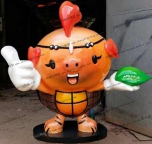 【卡通动物】"三花"猪头龟造型玻璃钢雕塑——"山中水里"吉祥物雕塑-