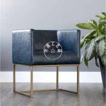 公寓商场专柜座椅 金属方形沙发靠背座椅 人造皮革饰面软垫