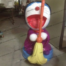 【动画影视人物】圆圆鼓鼓的哆啦a梦变成巫婆造型的玻璃钢雕塑-动画影