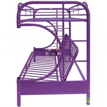 日式**双层床 多功能折叠沙发床架 紫色金属带梯子