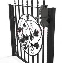 带装饰的花园侧门(中间大型花卉装饰)-农村,工厂,车间用的小铁门