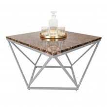 创意客厅茶几 天然大理石台面 铁艺咖啡桌 宝石形状