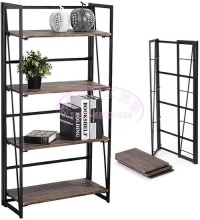 折叠金属书架,家用办公室书柜,4层花架 -