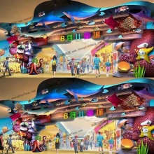 【门头装饰】幻想的海洋世界主题公园门头玻璃钢雕塑引来众多游客围观