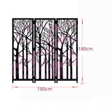立式室内隔断,可折叠的金属分隔板(激光森林图案) (白色三片总的180cm