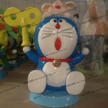 【动漫影视人物】哆啦a梦主题道具展之闹钟机器猫头顶趴小猪雕塑-动画