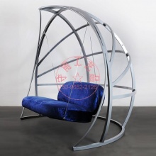 铁艺秋千 半球形外框防护 钢丝绳悬挂 摇摆铁艺沙发