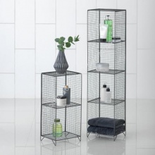 浴室的金属网展示架,方形摆放沐浴用品的4层铁艺架