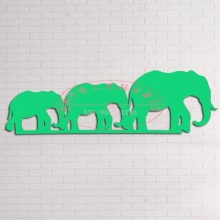大象家族几何图案 金属镂空墙壁装饰 动物园壁挂