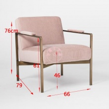 单人扶手铁艺沙发客厅 可组合布艺沙发 酒店ktv大堂休息室座椅 -