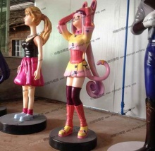 【动漫人物】日系粉色长发美少女雕塑和她的双胞胎姐姐猫娘雕塑-游戏