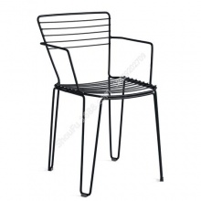 可堆叠扶手餐厅椅,简易铁艺靠背椅餐厅(适合奶茶店休闲吧)