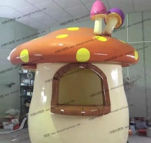 【售卖车】玻璃钢蘑菇售卖屋,长2米高2.5米而且还可以移动哦-售卖车