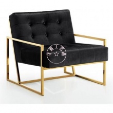 金属靠背扶手椅 倾斜靠背 天鹅绒饰面软包 绿色黑色蓝色红色