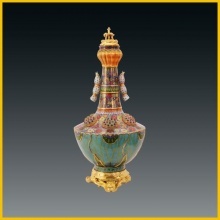 27寸嵌玉莲花蝶纹瓶_北京汉艺煌景泰蓝工艺品有限公司